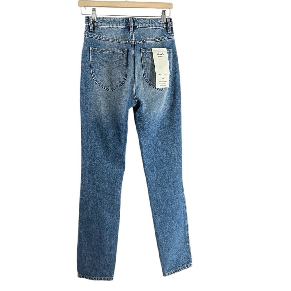 Rolla’s Dusters Jeans highrise slim rigid distressed knee medium wash sz 26 - Picture 4 of 14